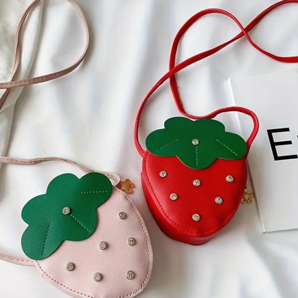 Girls Small Strawberry Crossbody Bag Purse - Picture 5 of 6